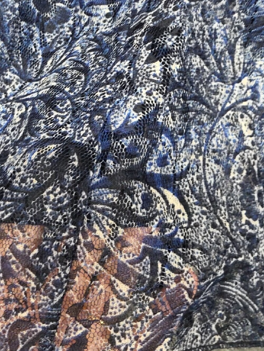 Coldwater Creek Navy Blue Floral A-Line Skirt sz Med - Picture 4 of 8